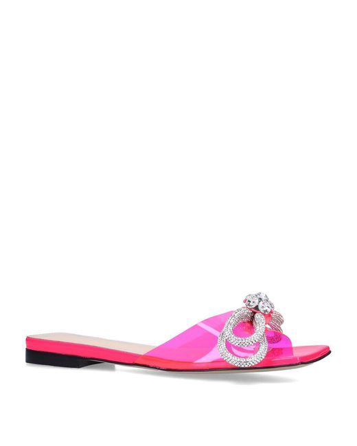 Mach & Mach Pink Pvc Double Bow Flat Sandals