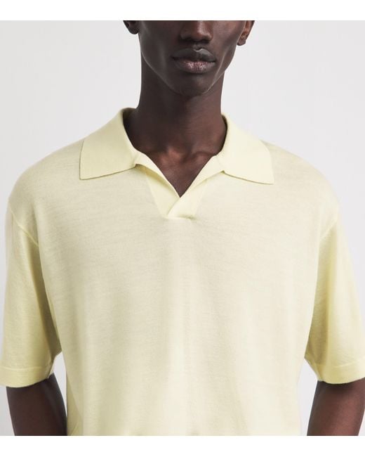 FRAME White Merino-Cashmere Short-Sleeve Polo Sweater for men