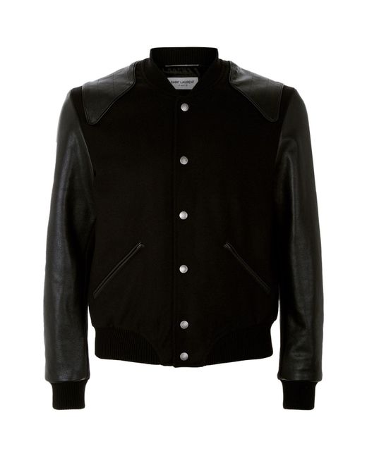 Saint Laurent Black Heaven Varsity Jacket for men