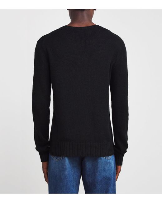 Ralph Lauren Black Silk-Linen Crew-Neck Sweater for men