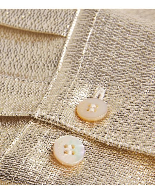 Joseph Natural Silk-Blend Lamé Capri Blouse