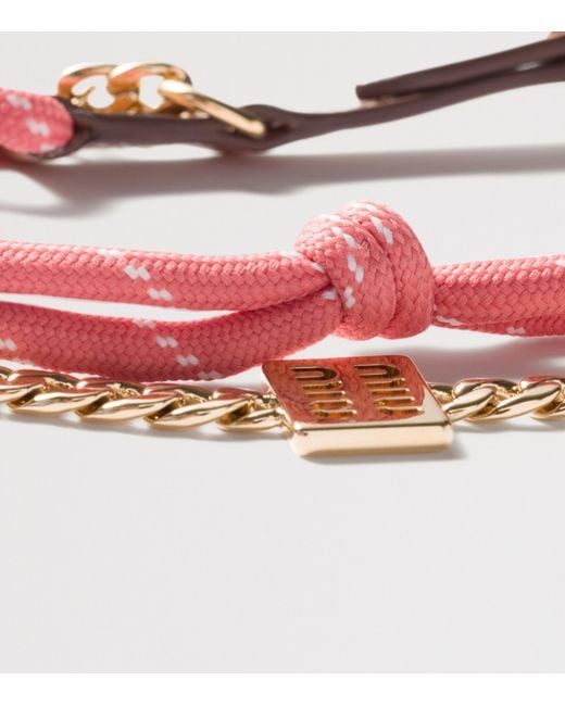 Miu Miu Pink Leather Cord Bag Chain
