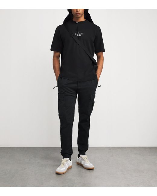 Stone Island Black Cotton Archivio Logo T-Shirt for men