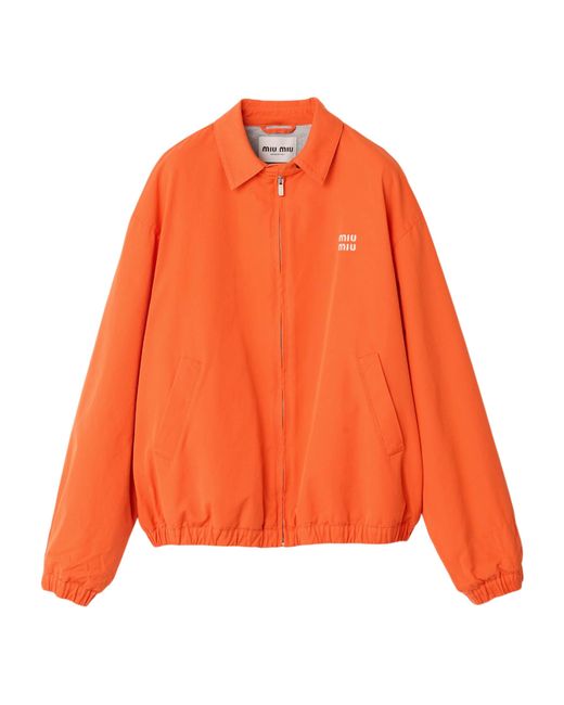 Miu Miu Orange Cotton Poplin Blouson Jacket