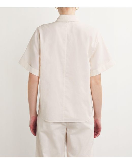 FRAME White Cotton-blend Short-sleeve Shirt