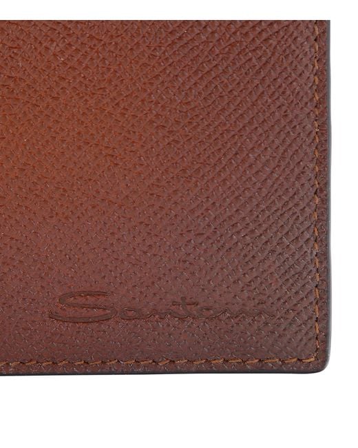 Santoni Brown Leather Wallet for men