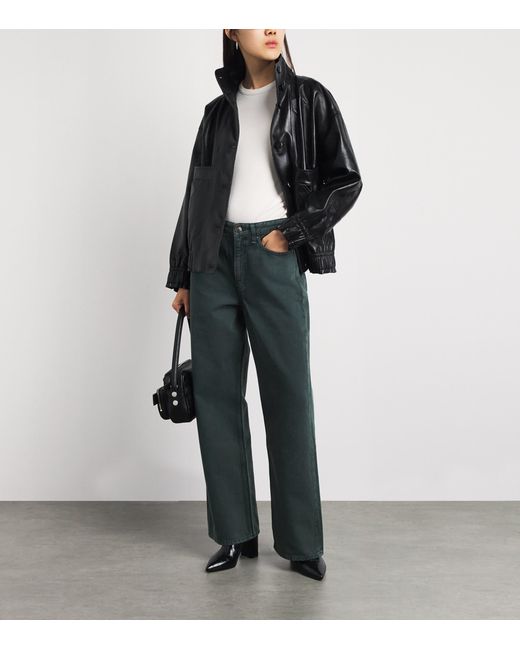 Rag & Bone Gray Logan Mid-Rise Wide-Leg Jeans