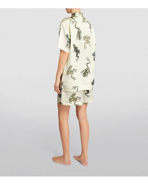 Olivia Von Halle Metallic Silk Frog Emeli Pyjama Set