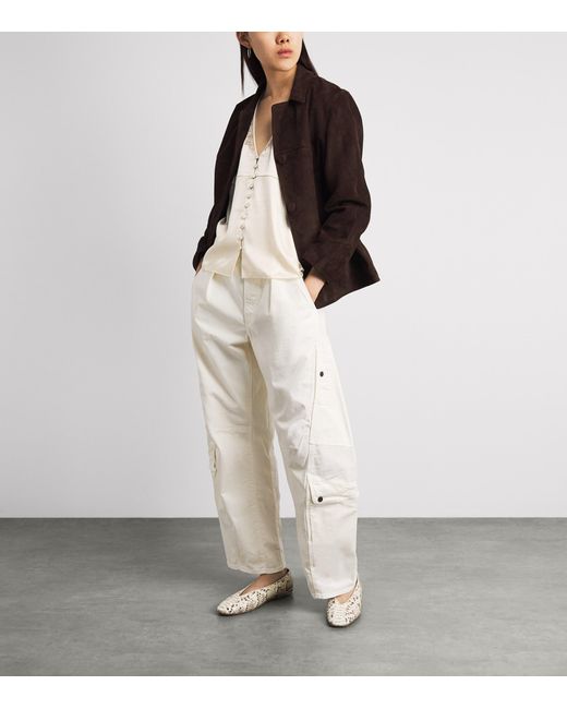 Citizens of Humanity White Lola Ruffle-Sleeve Blouse