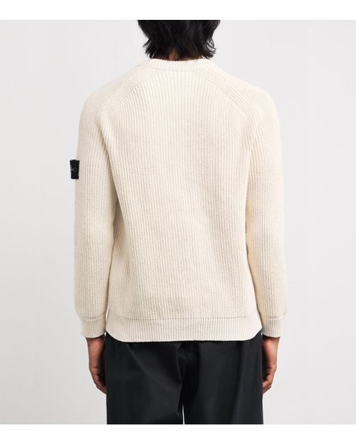Stone Island White Recycled Cotton Crew-Neck Sweater for men