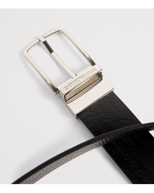 Emporio Armani Black Leather Buckle Belt for men