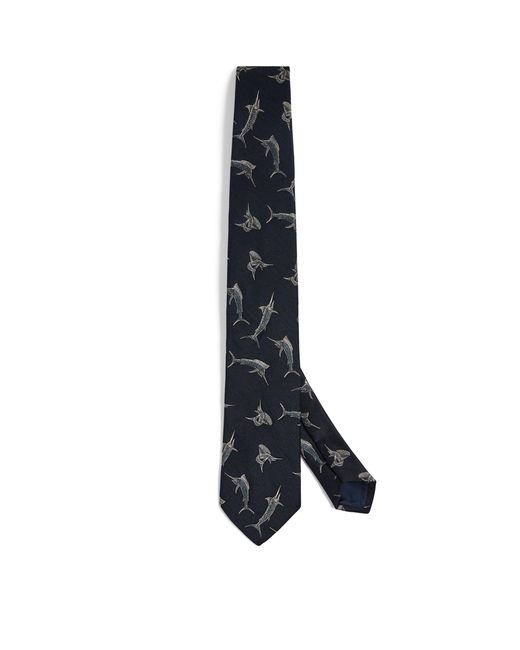 Polo Ralph Lauren Blue Silk-linen Blend Marlin Print Tie for men