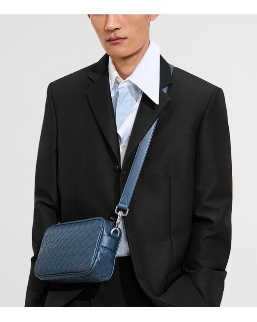 Bottega Veneta Blue Small Leather Intrecciato Camera Bag for men