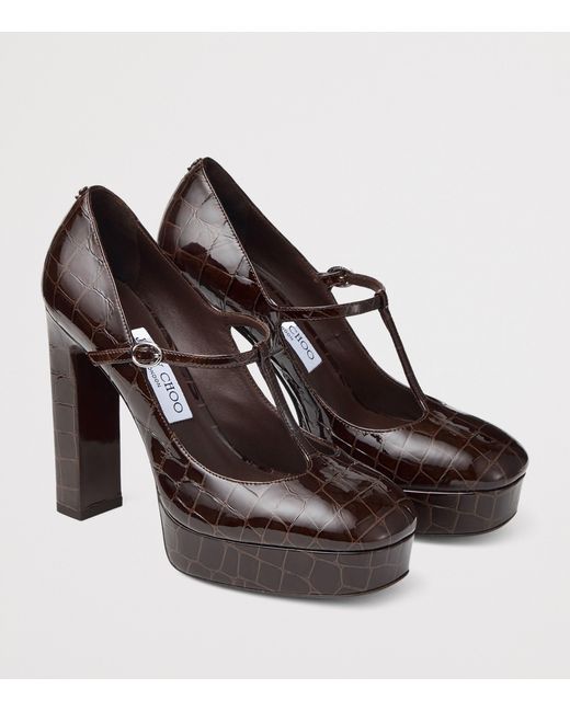 Jimmy Choo Brown Marene 120 Leather Mary Jane Pumps