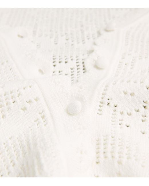 Chloé White Pointelle Knit Cardigan