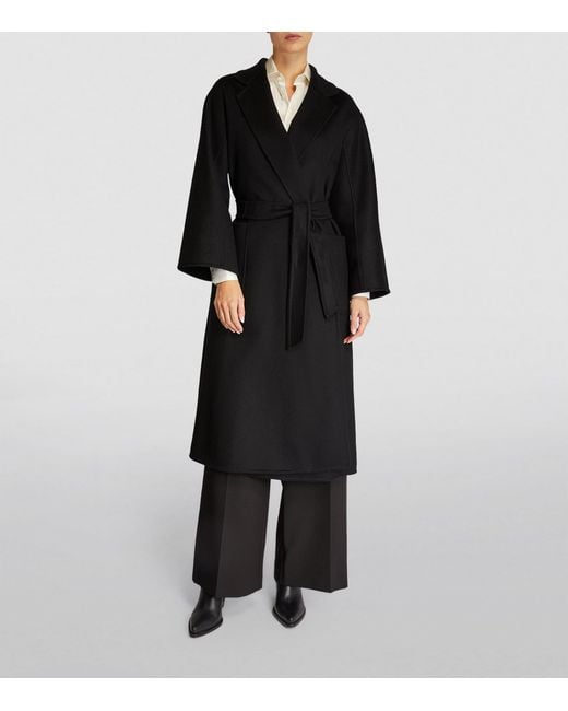 Max Mara Black Cashmere Ludmilla Wrap Coat