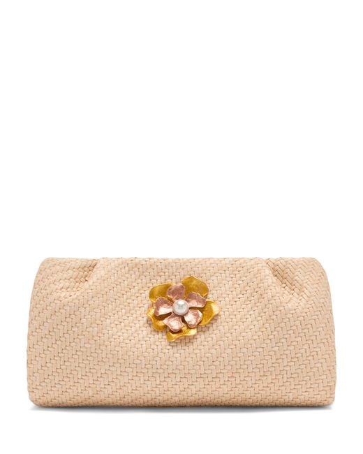 Malone Souliers Natural Raffia-Leather Vittoria Clutch Bag