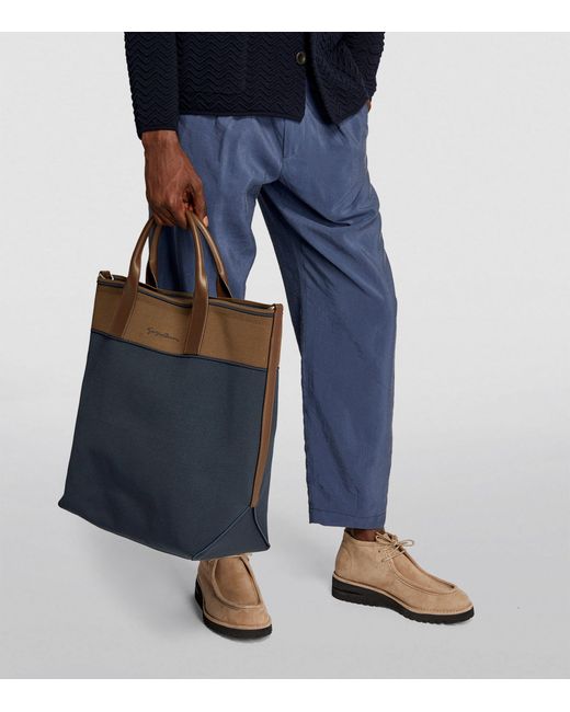 Giorgio Armani Blue Logo Tote Bag for men