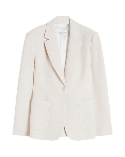 Max Mara White Virgin Wool Single-Breasted Blazer