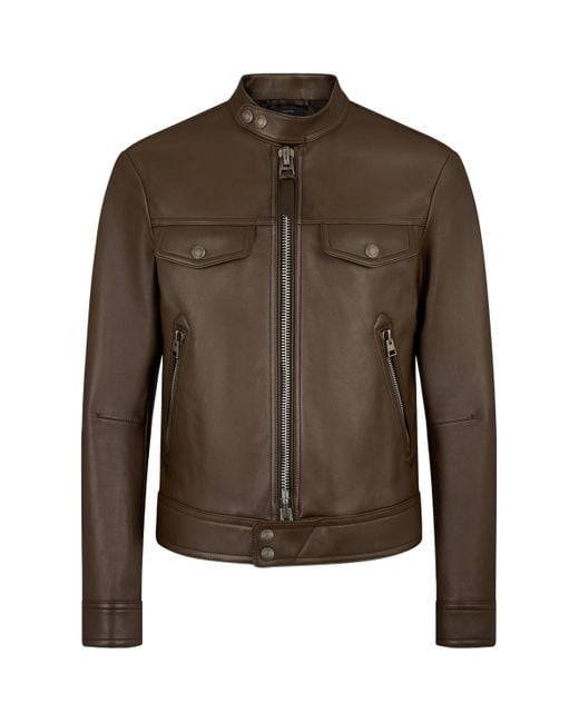Tom Ford Green Leather Biker Jacket for men
