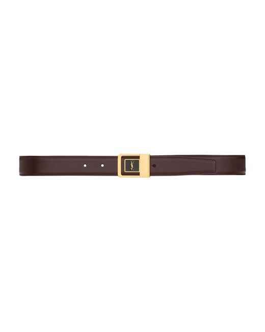 Saint Laurent Brown Leather Logo Belt