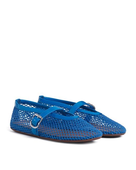 Alaïa Blue Leather Mesh Ballet Flats