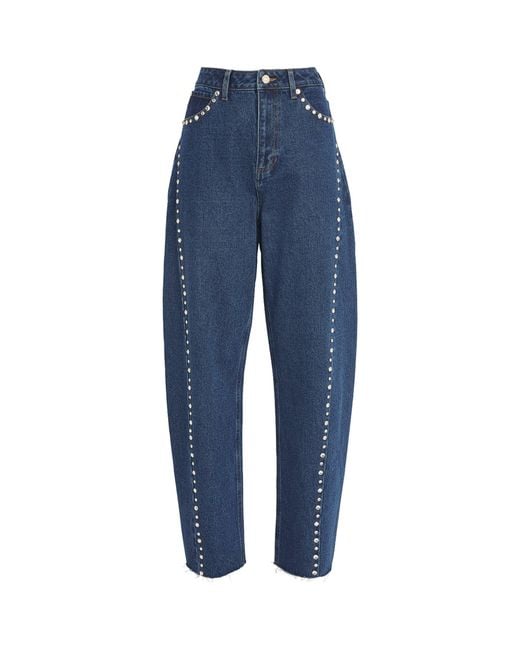 Sandro Blue Embellished Barrel Jeans