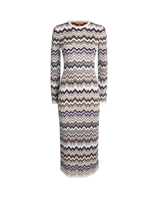 Missoni White Chevron Knit Midi Dress