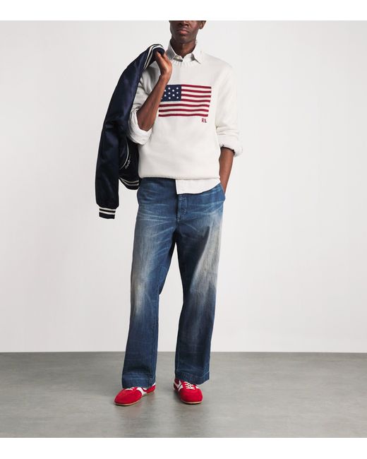 Polo Ralph Lauren White American Flag Sweater for men