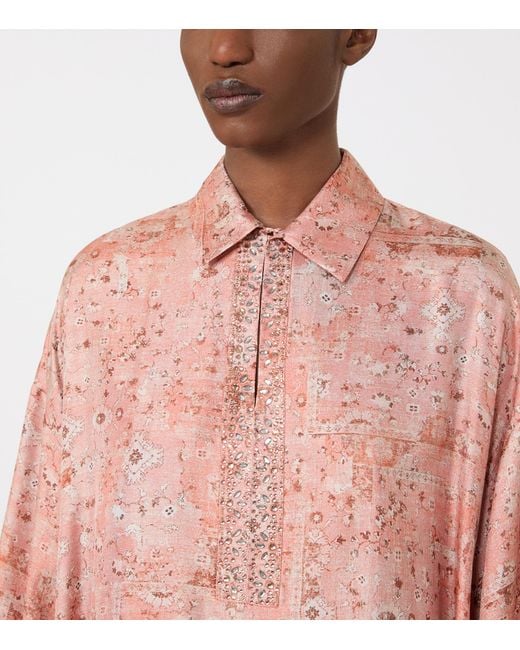 Max Mara Pink Printed Maxi Shirt Dress
