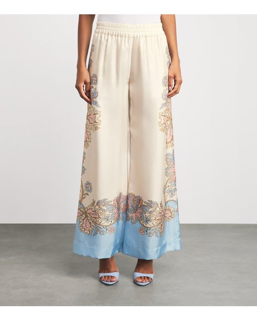 LaDoubleJ White Silk Wide-Leg Palazzo Trousers