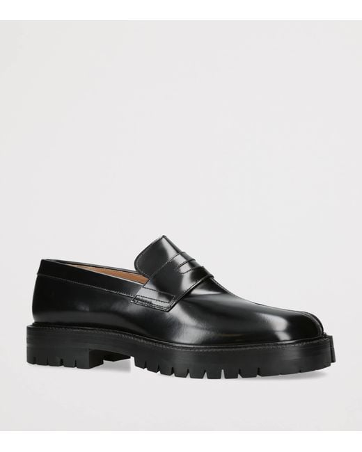Maison Margiela Black Leather Tabi County Loafers for men