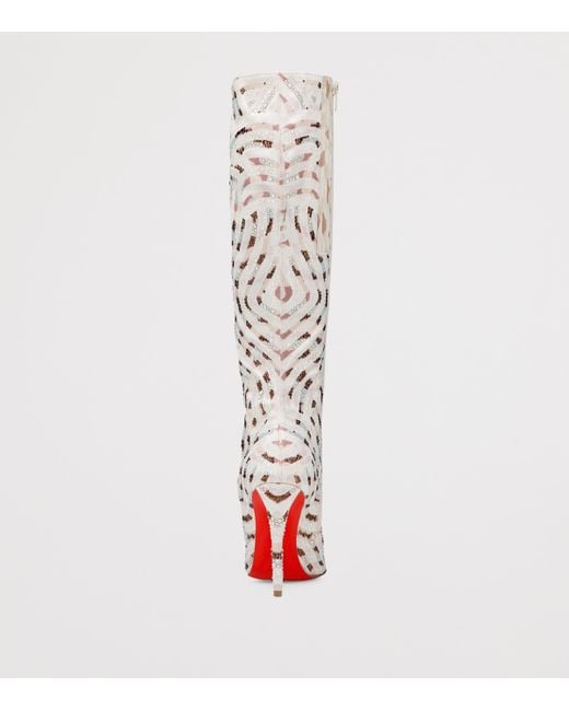 Christian Louboutin Multicolor Miss Z Silk Embellished Knee-High Boots 100