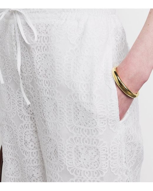 Claudie Pierlot White Lace Wide-Leg Trousers