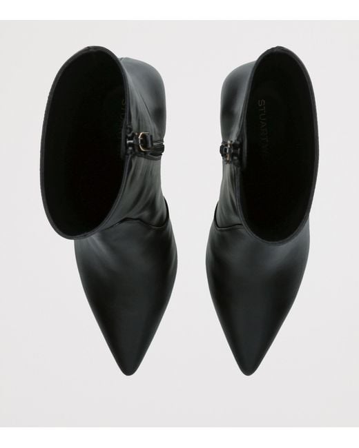 Stuart Weitzman Black Leather Vinnie Ankle Boots 85