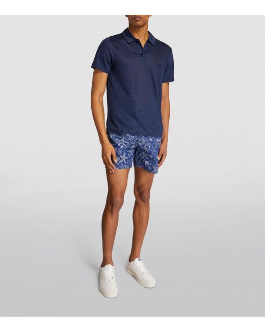 Vilebrequin Blue Linen Pyramid Polo Shirt for men