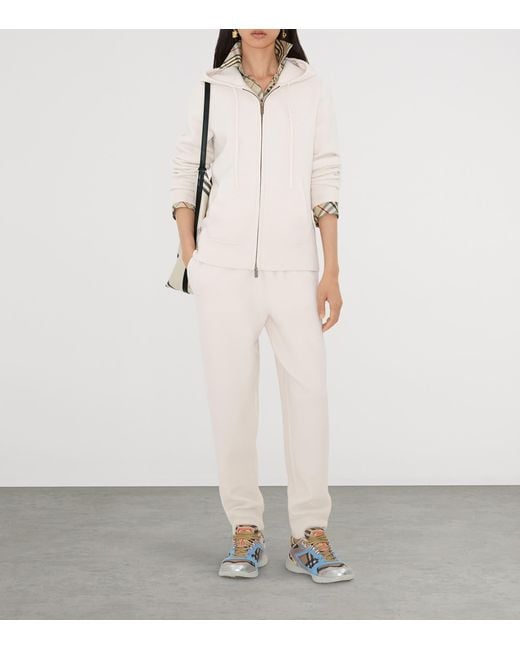 Burberry White Cashmere-Blend Zip-Up Hoodie