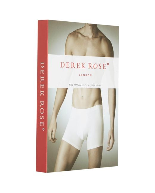 Derek Rose White Pima Cotton Stretch Open Trunks for men
