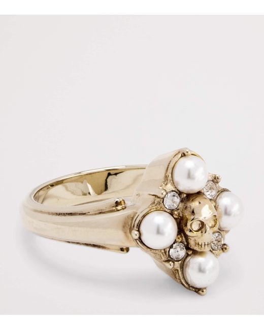 McQueen Natural Embellished Skull Ring