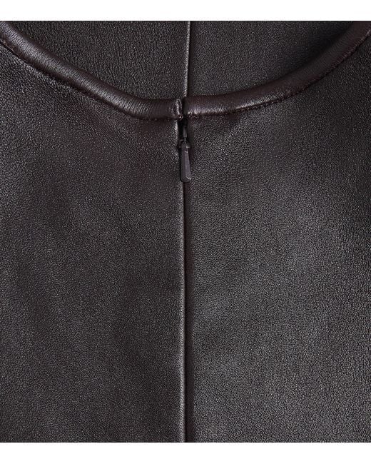Theory Black Lambskin Panelled Mini Dress