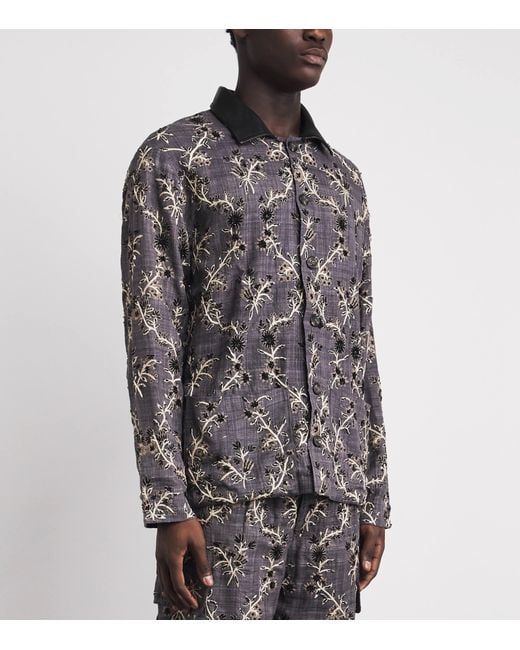 Kartik Research Gray Silk Embellished Chintz Jacket for men