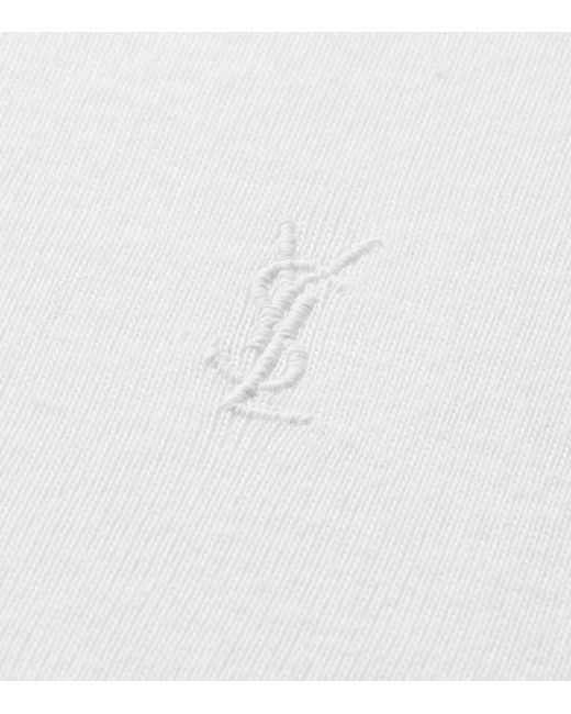 Saint Laurent White Cotton Cassandre T-Shirt for men