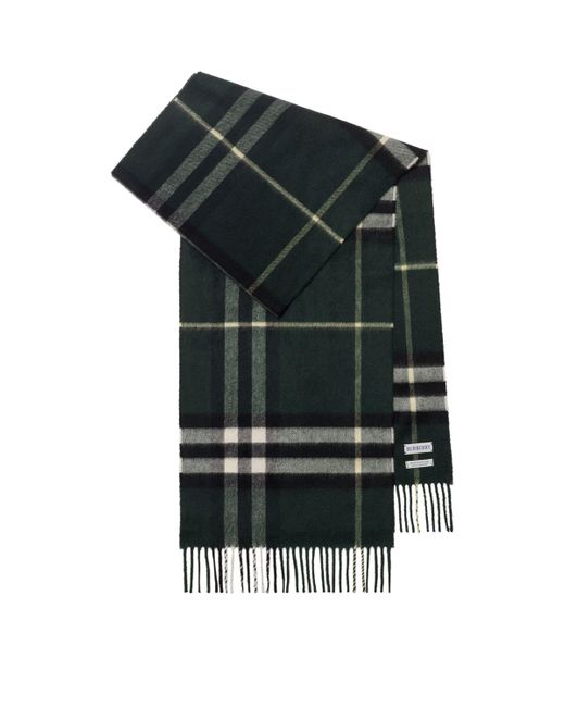 Burberry Green Cashmere Check Scarf