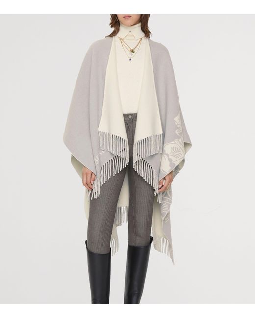 Burberry Gray Wool-Cashmere Ekd Cape