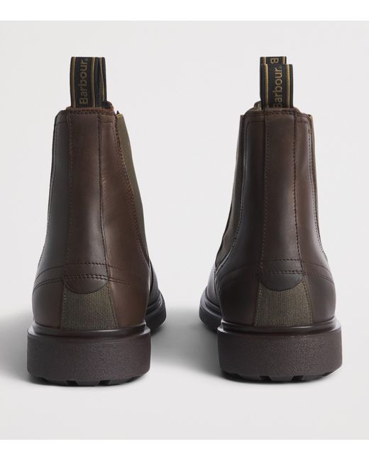 Barbour Brown Leather Hale Chelsea Boots for men
