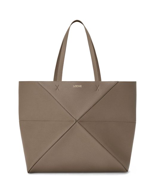 Loewe Brown Large Leather Puzzle Fold Tote Bag