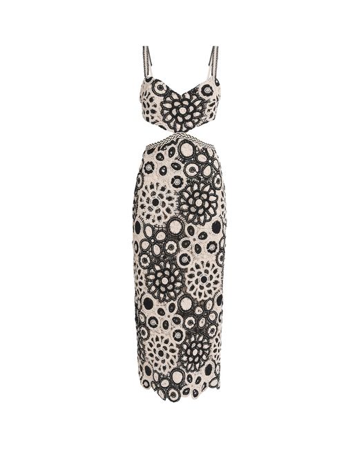 PATBO White Crochet Embellished Midi Dress