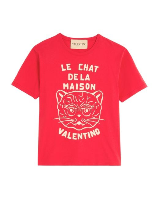 Valentino Garavani Red Le Chat De La Maison T-Shirt for men