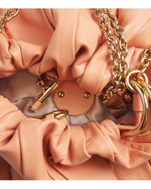 Chloé Pink Leather Plissé Shoulder Bag