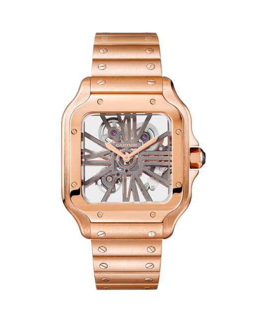 Cartier Metallic Large Santos De Skeleton Watch for men